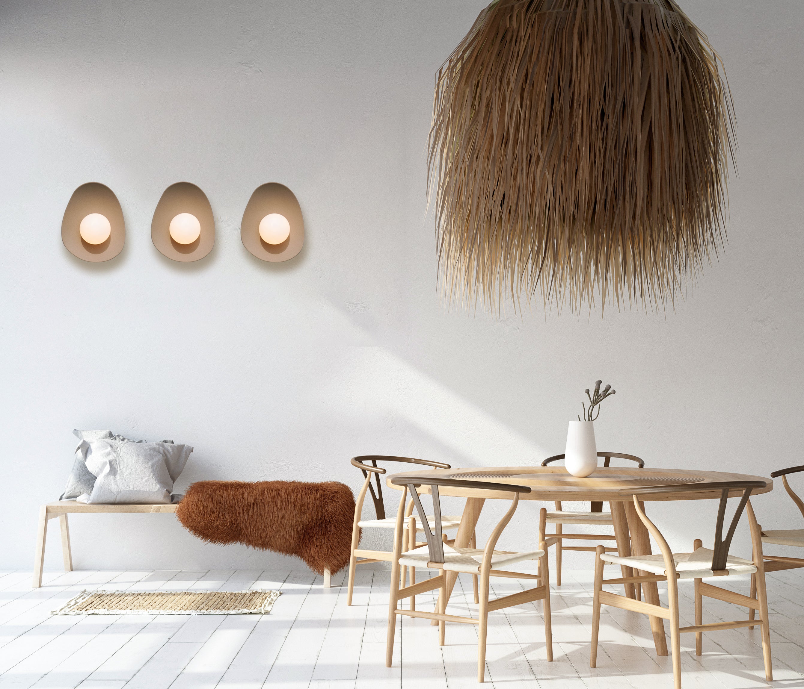 Applique murale en grès cérame beige caramel