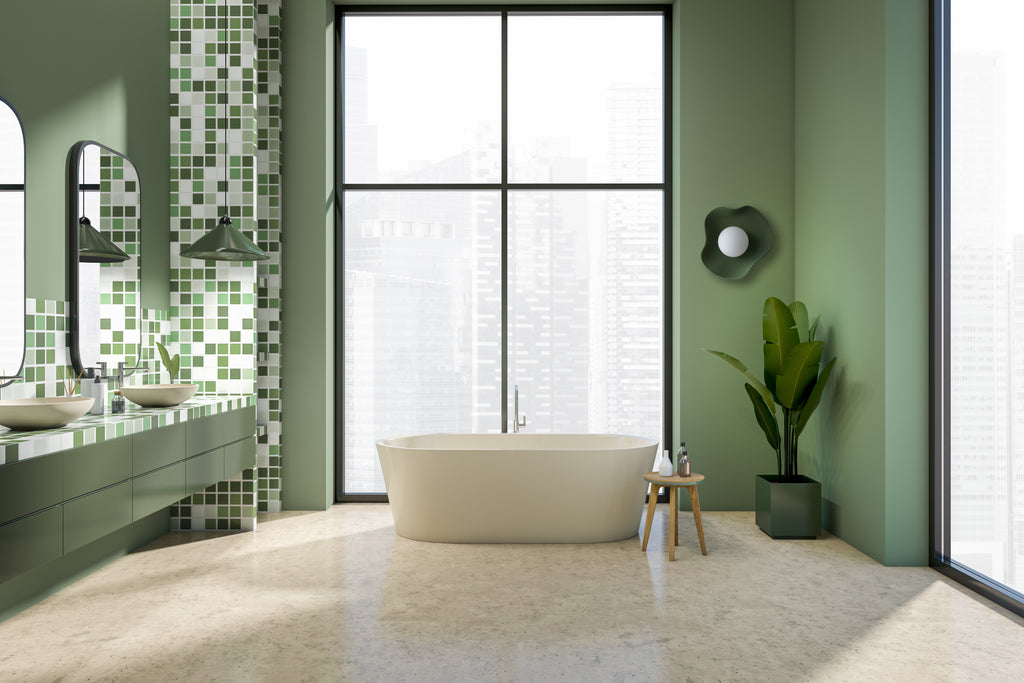 Handmade Matte Green Ceramic Wall Light / Sconce