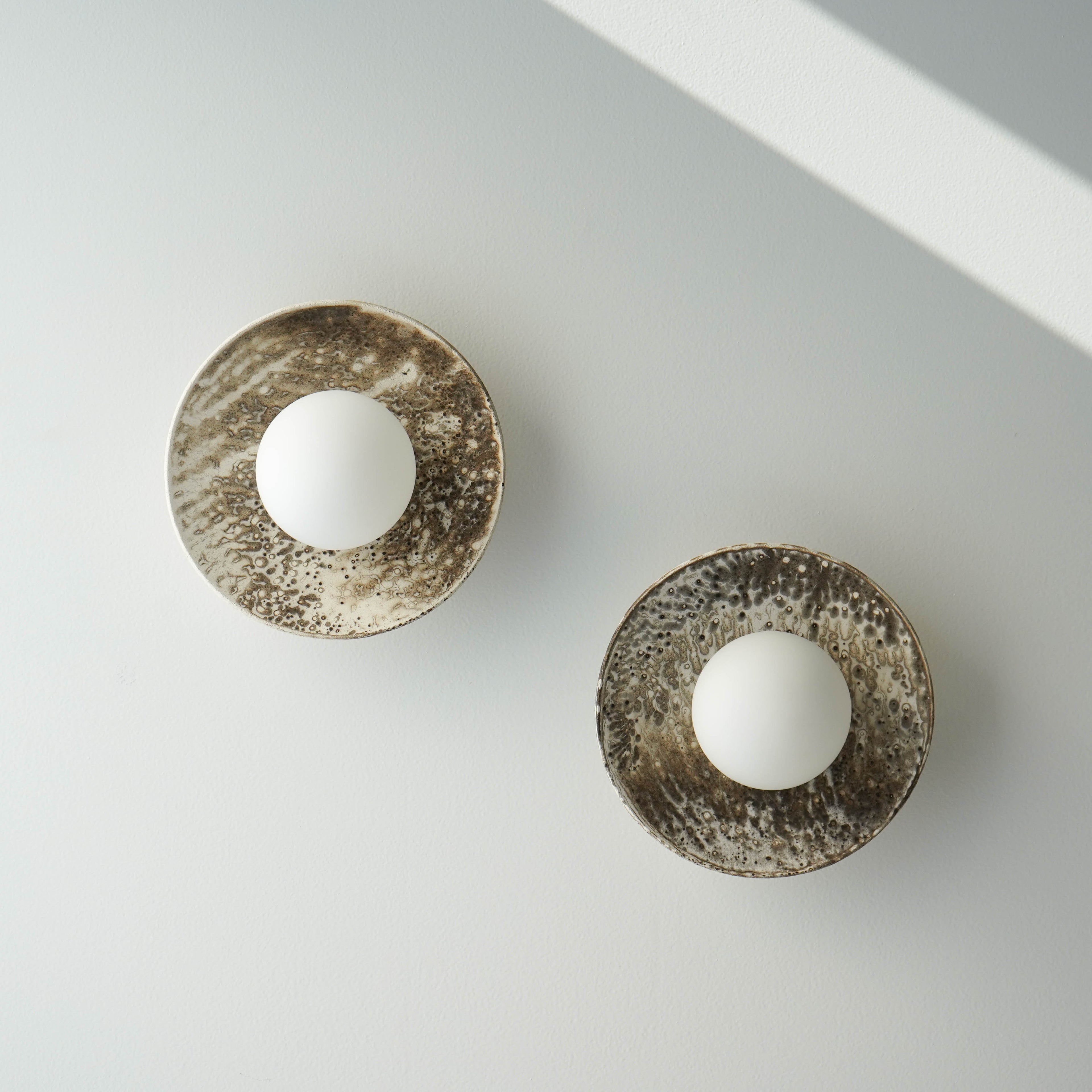 Ceramic Wall Sconce Set of 2, Obvara Raku Fired, Limited Edition