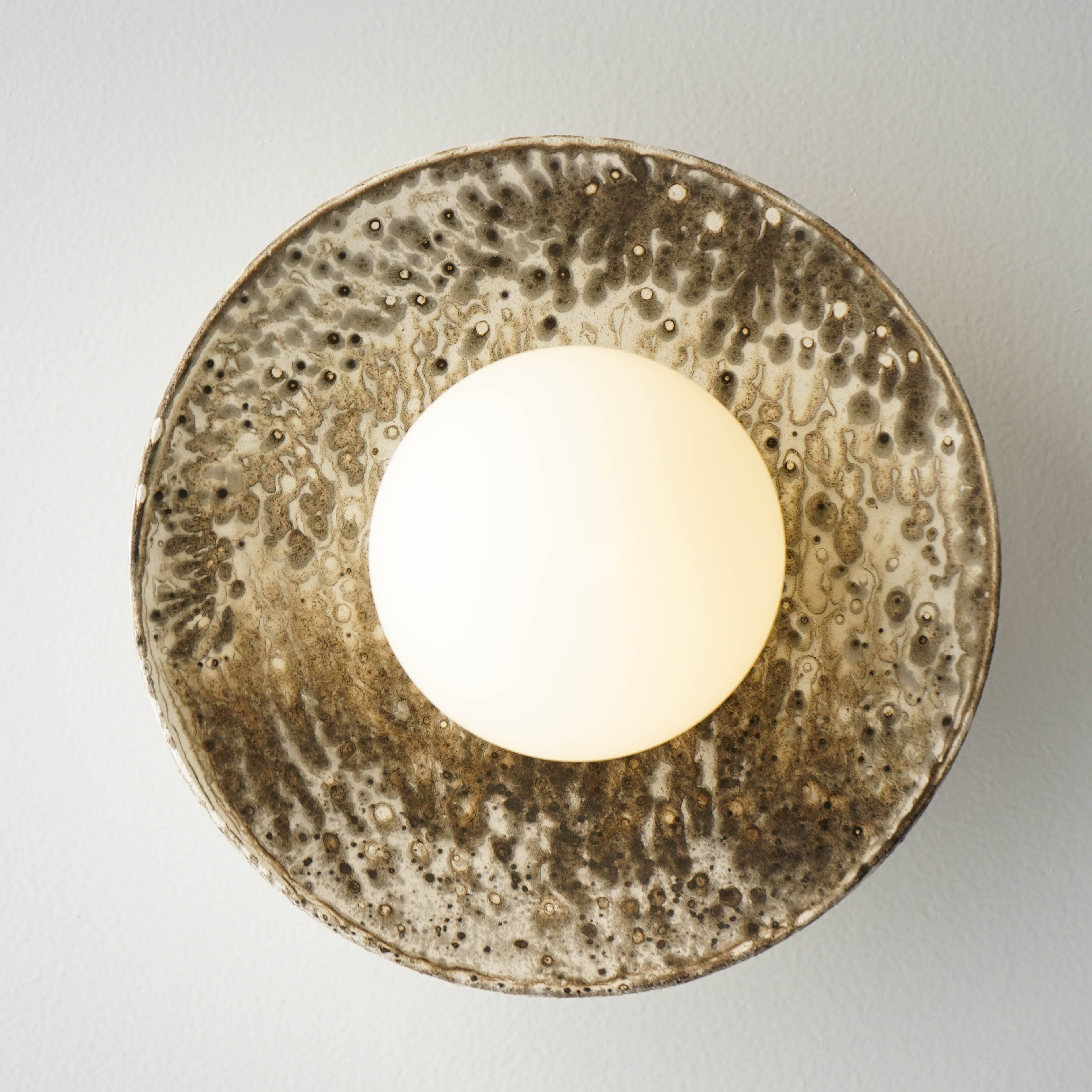 Ceramic Wall Sconce Set of 2, Obvara Raku Fired, Limited Edition