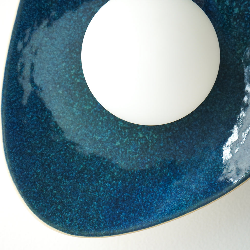 Handmade Deep Blue Ceramic Wall Sconce / Wall Lamp