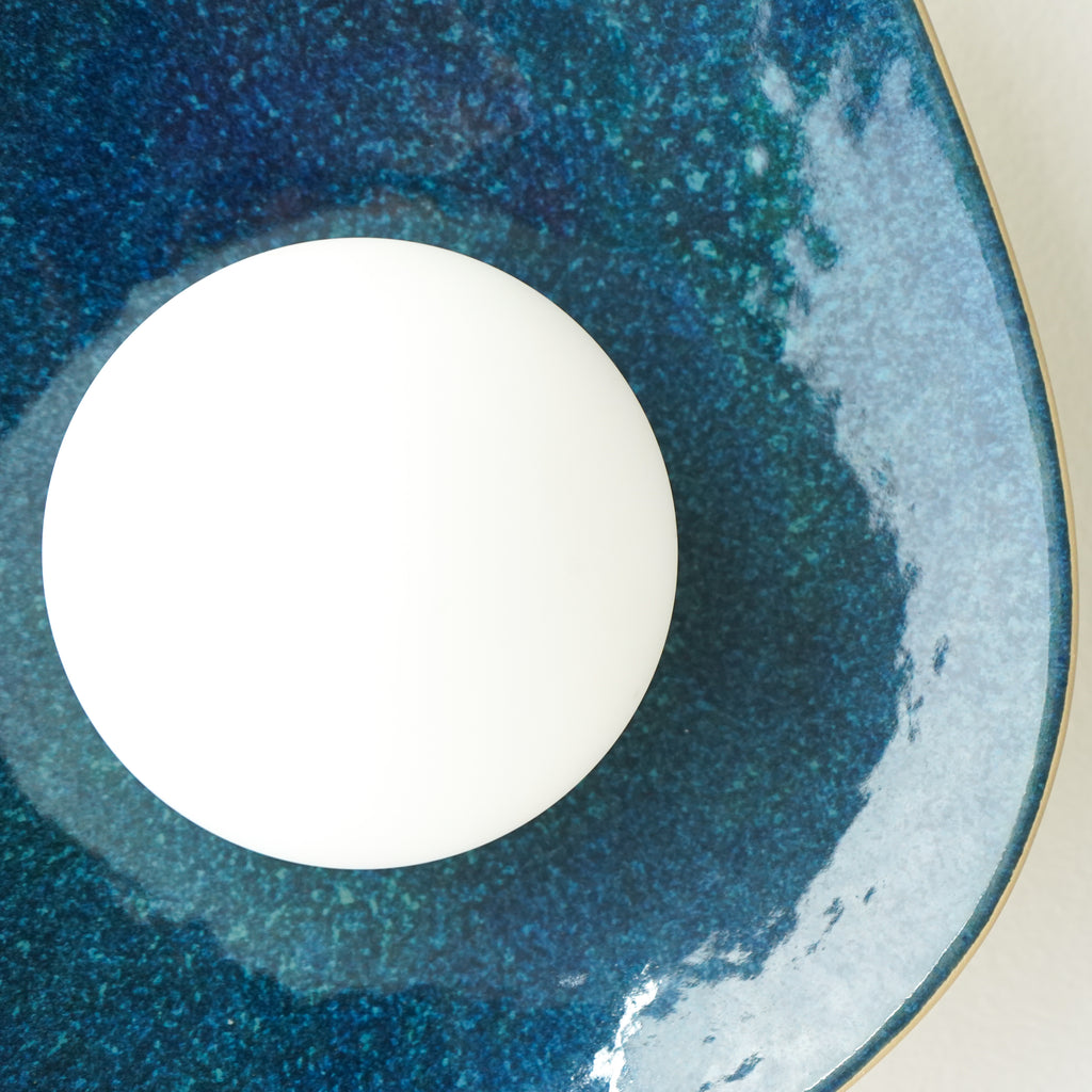 Handmade Deep Blue Ceramic Wall Sconce / Wall Lamp