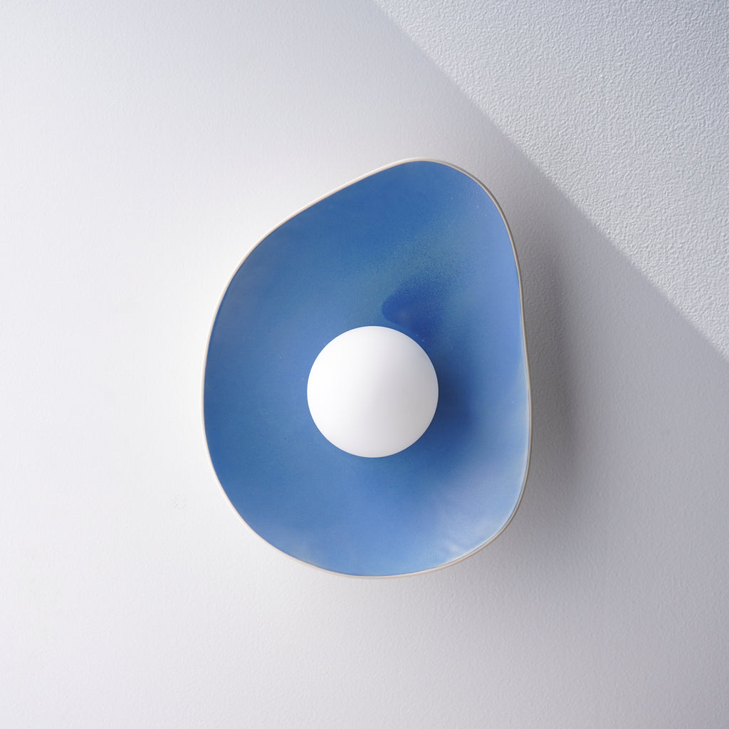 Handmade Sky Blue Ceramic Wall Sconce / Wall Lamp