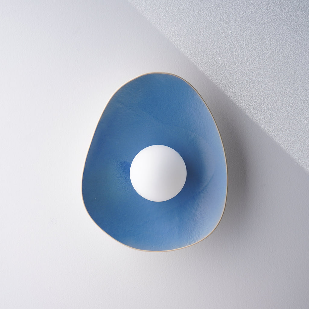 Handmade Sky Blue Ceramic Wall Sconce / Wall Lamp