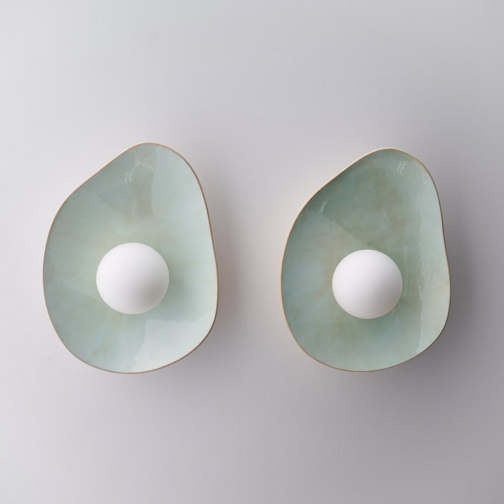 Soft Green Tones Ceramic Wall Lamp / Sconce