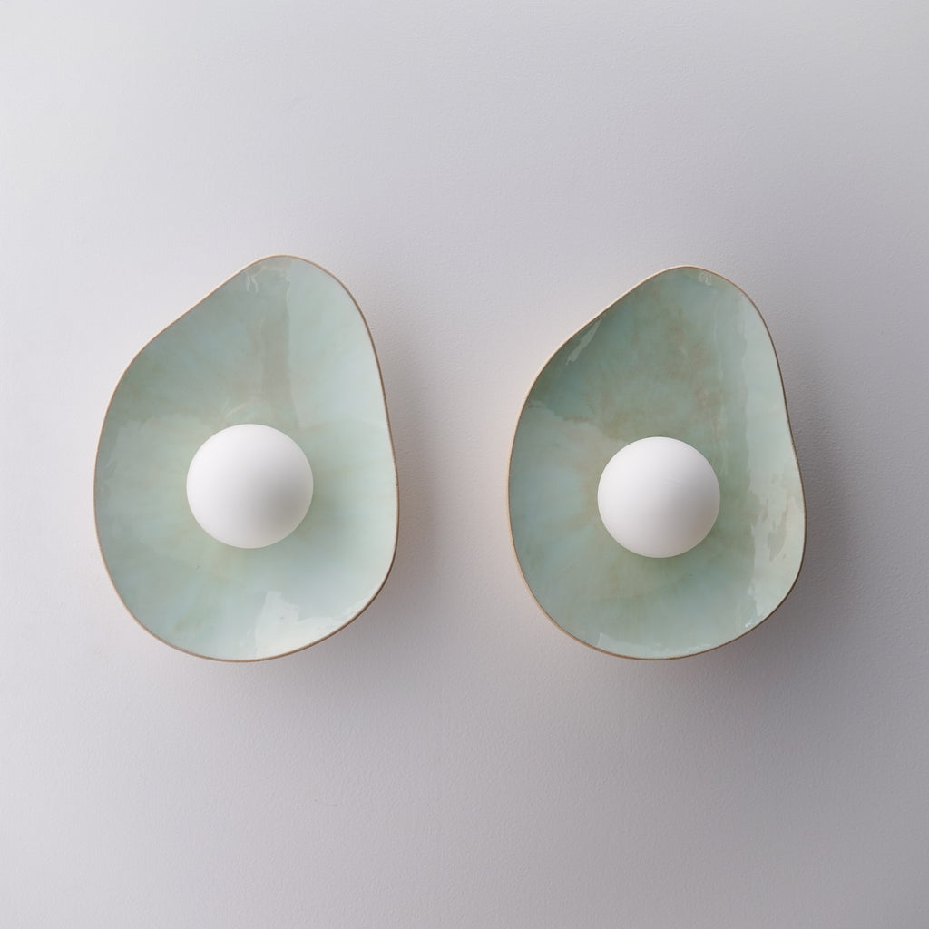 Soft Green Tones Ceramic Wall Lamp / Sconce