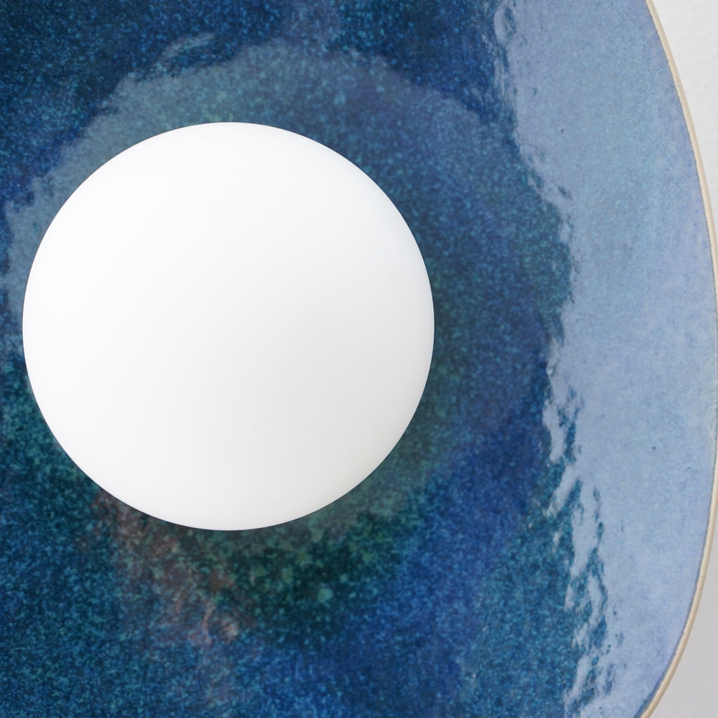 Handmade Deep Blue Ceramic Wall Sconce / Wall Lamp
