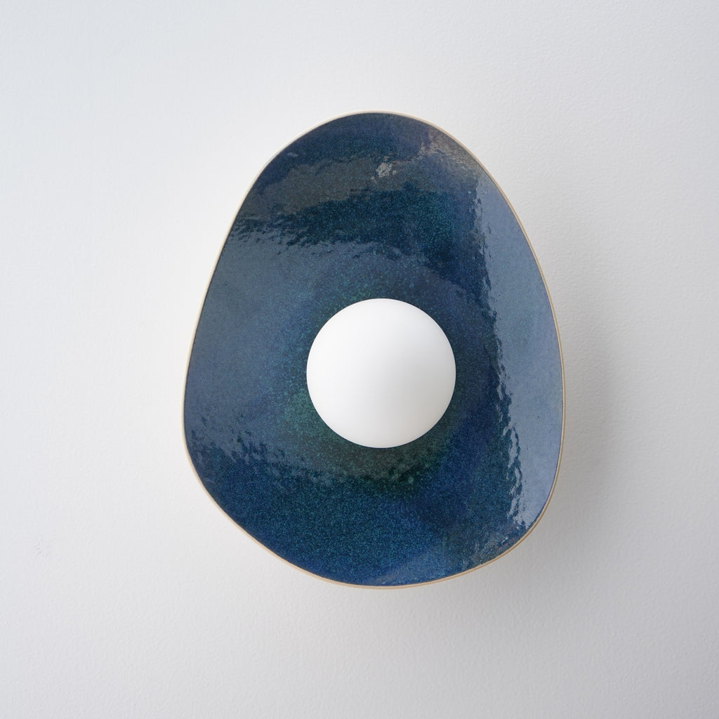 Handmade Deep Blue Ceramic Wall Sconce / Wall Lamp