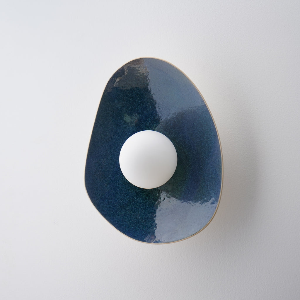 Handmade Deep Blue Ceramic Wall Sconce / Wall Lamp