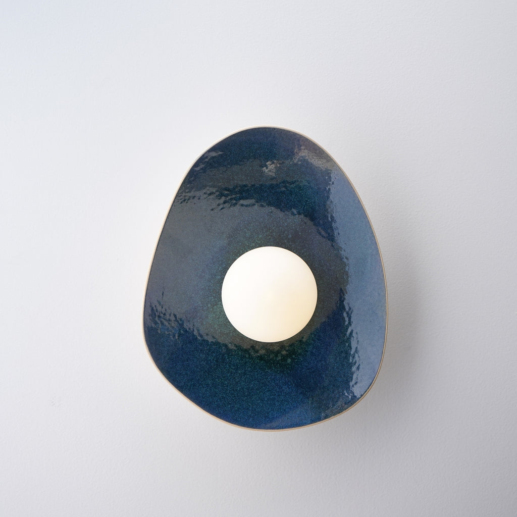Handmade Deep Blue Ceramic Wall Sconce / Wall Lamp