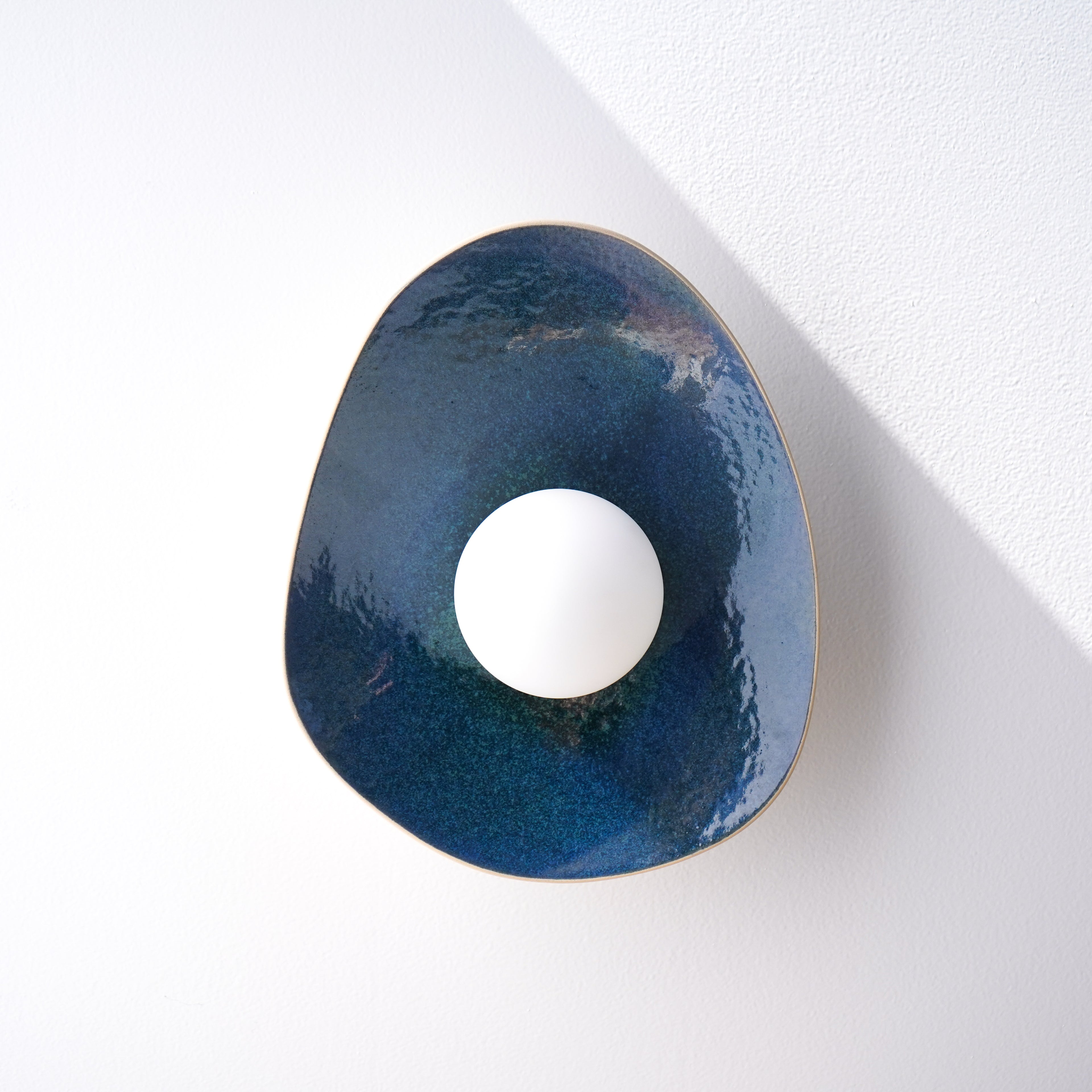 Handmade Deep Blue Ceramic Wall Sconce / Wall Lamp