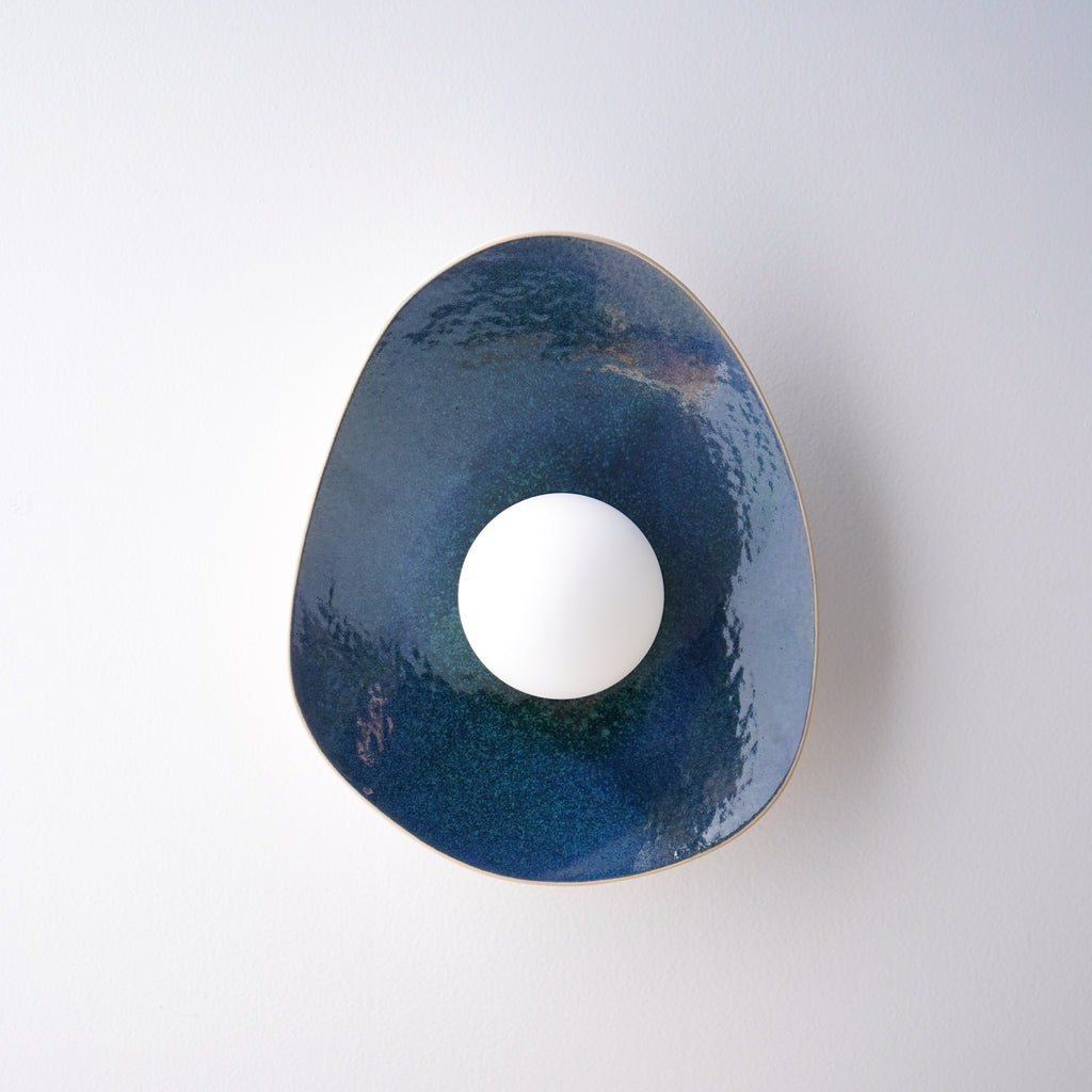 Handmade Deep Blue Ceramic Wall Sconce / Wall Lamp