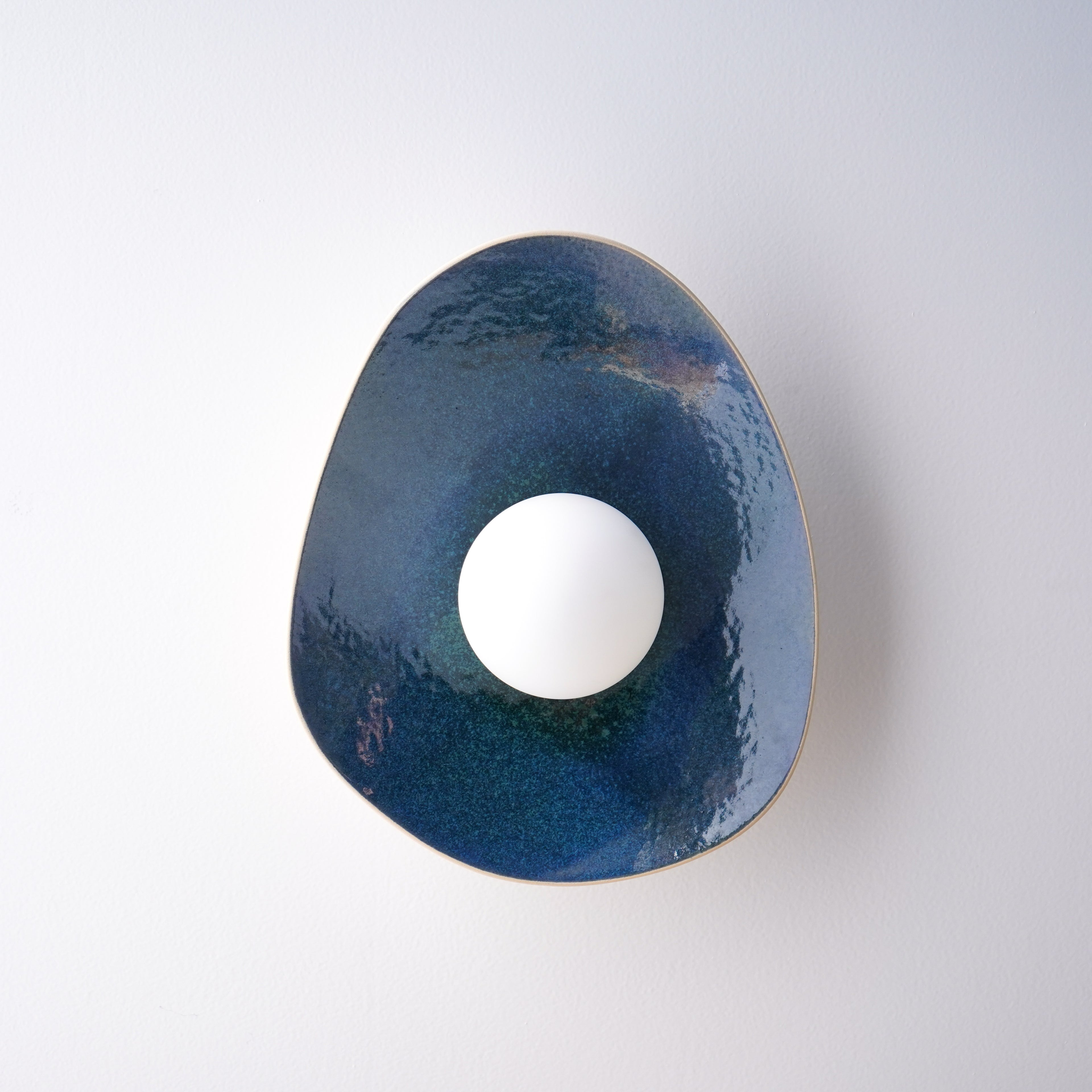 Handmade Deep Blue Ceramic Wall Sconce / Wall Lamp
