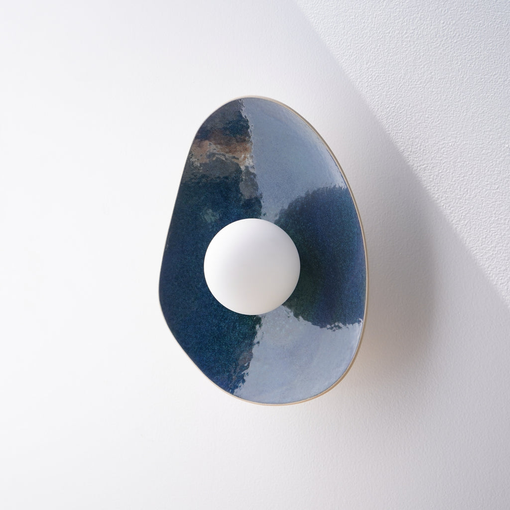 Handmade Deep Blue Ceramic Wall Sconce / Wall Lamp