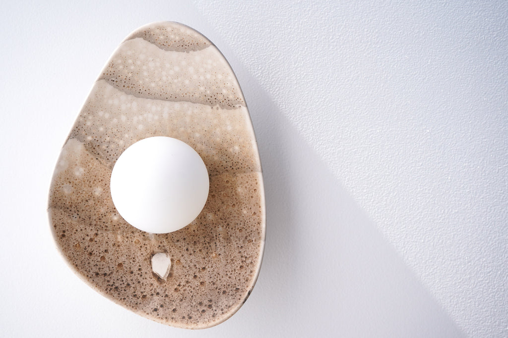 Lámpara de pared/aplique de cerámica color blanco crema