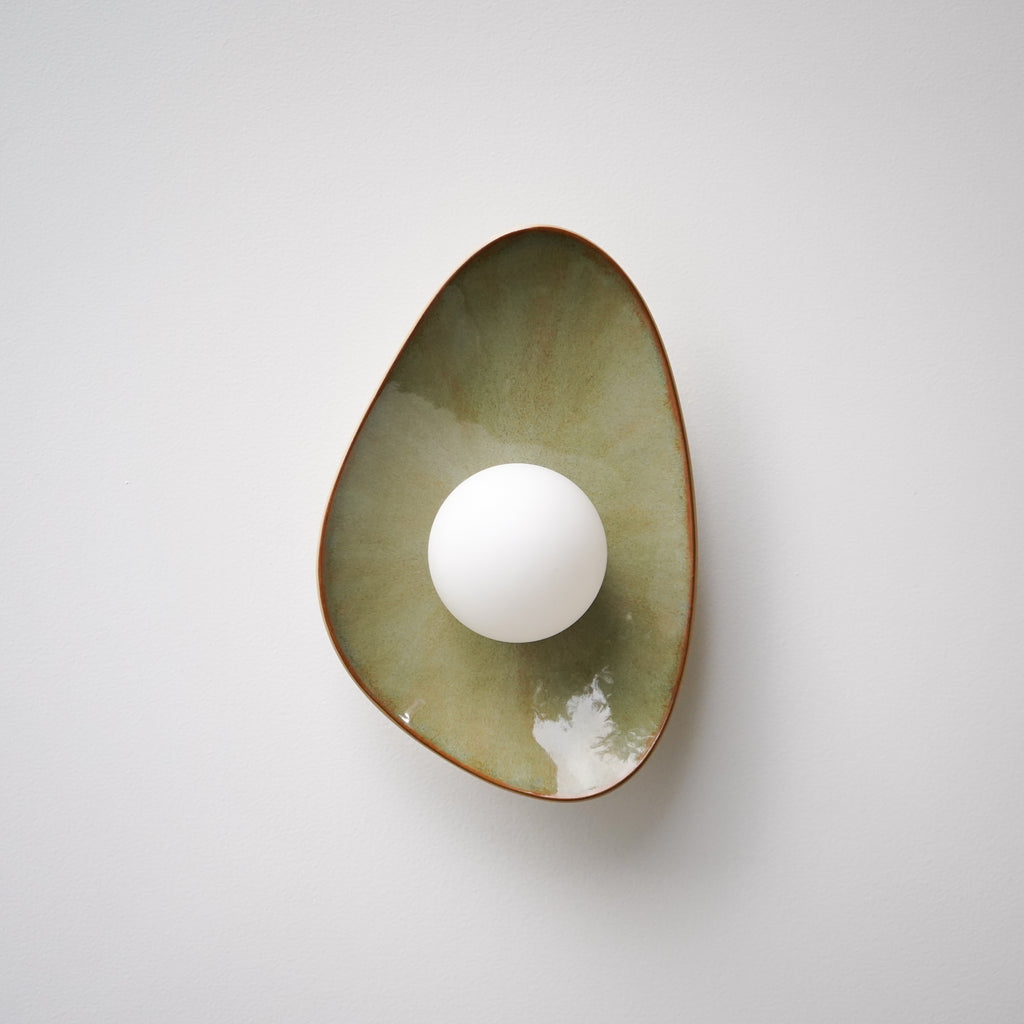 Handmade Lush Green Ceramic Wall Light / Sconce