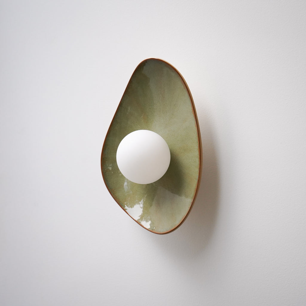 Handmade Lush Green Ceramic Wall Light / Sconce