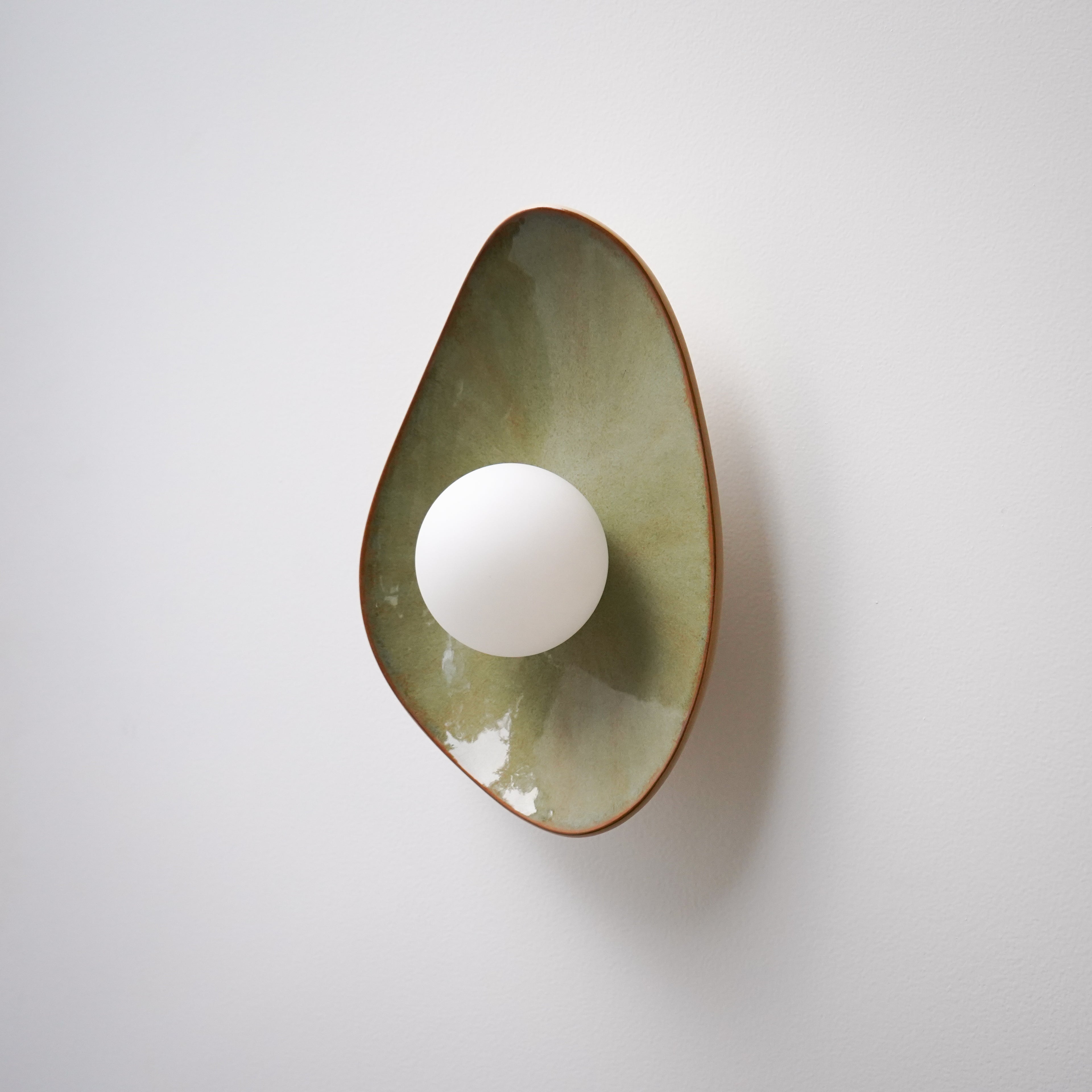 Handmade Lush Green Ceramic Wall Light / Sconce