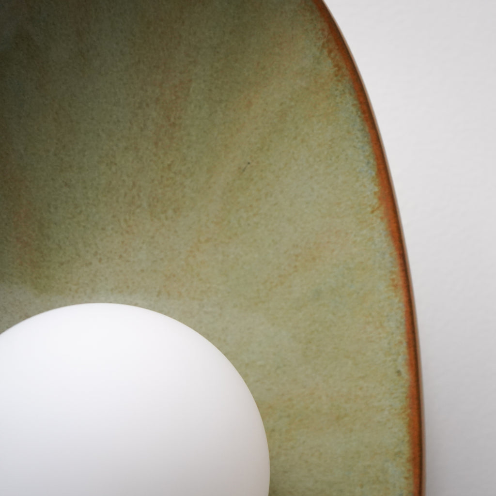 Handmade Lush Green Ceramic Wall Light / Sconce