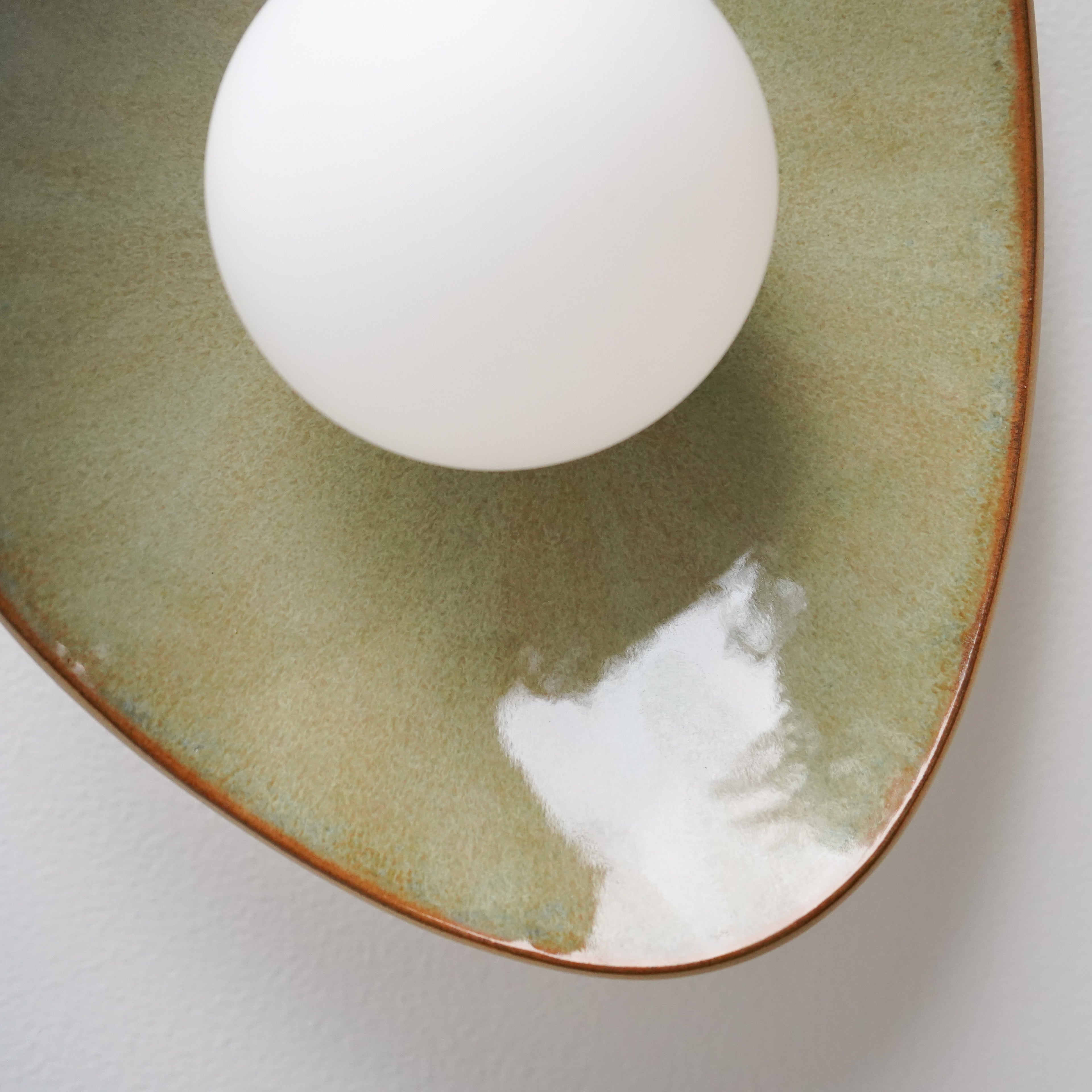 Handmade Lush Green Ceramic Wall Light / Sconce