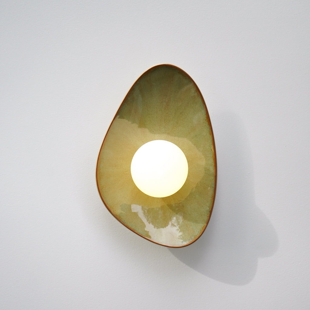 Handmade Lush Green Ceramic Wall Light / Sconce