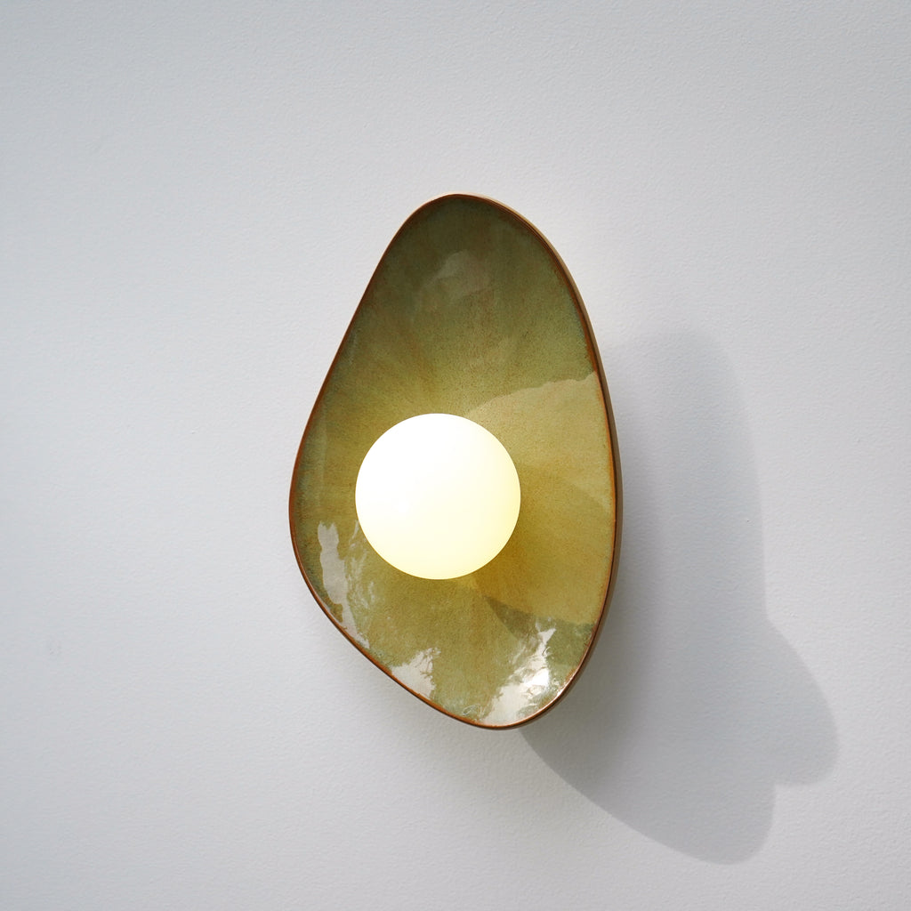 Handmade Lush Green Ceramic Wall Light / Sconce