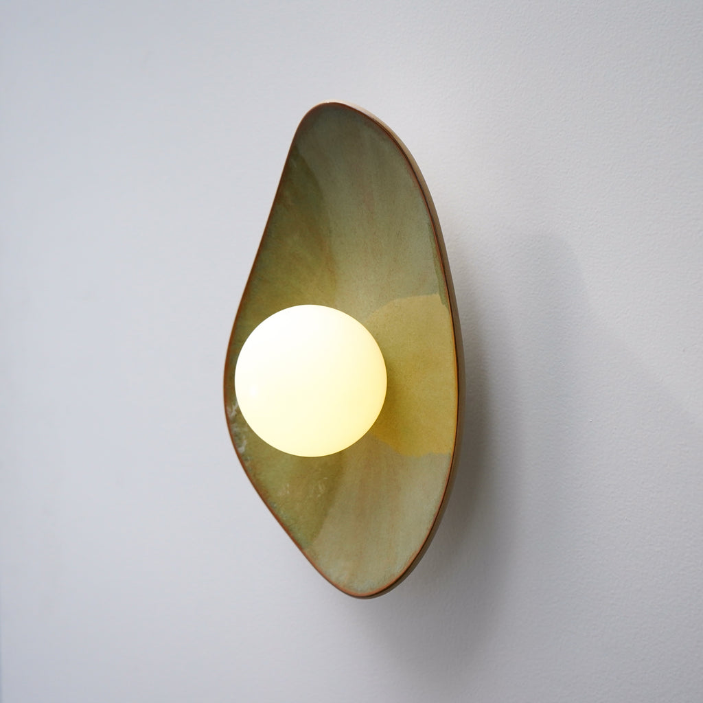 Handmade Lush Green Ceramic Wall Light / Sconce