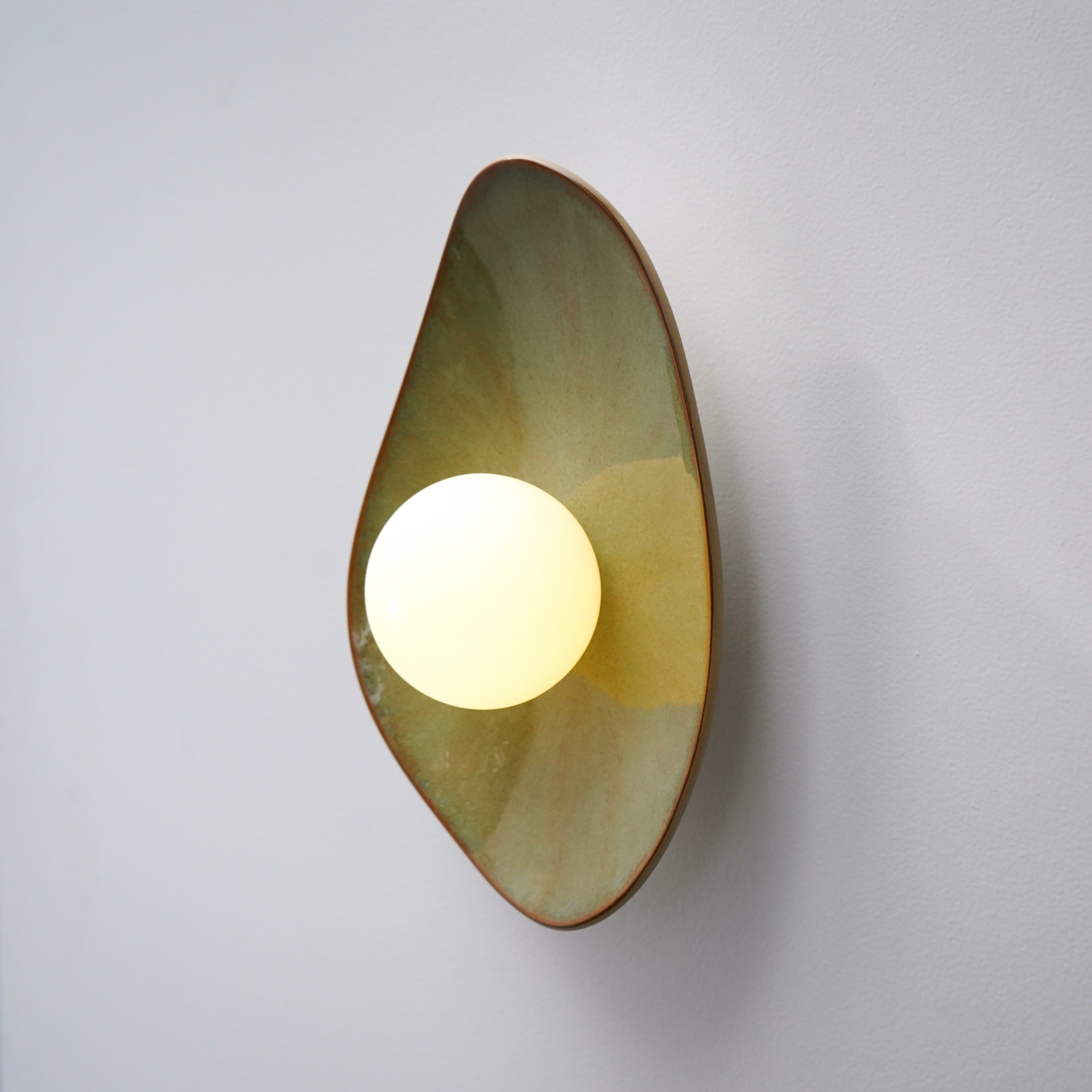 Handmade Lush Green Ceramic Wall Light / Sconce
