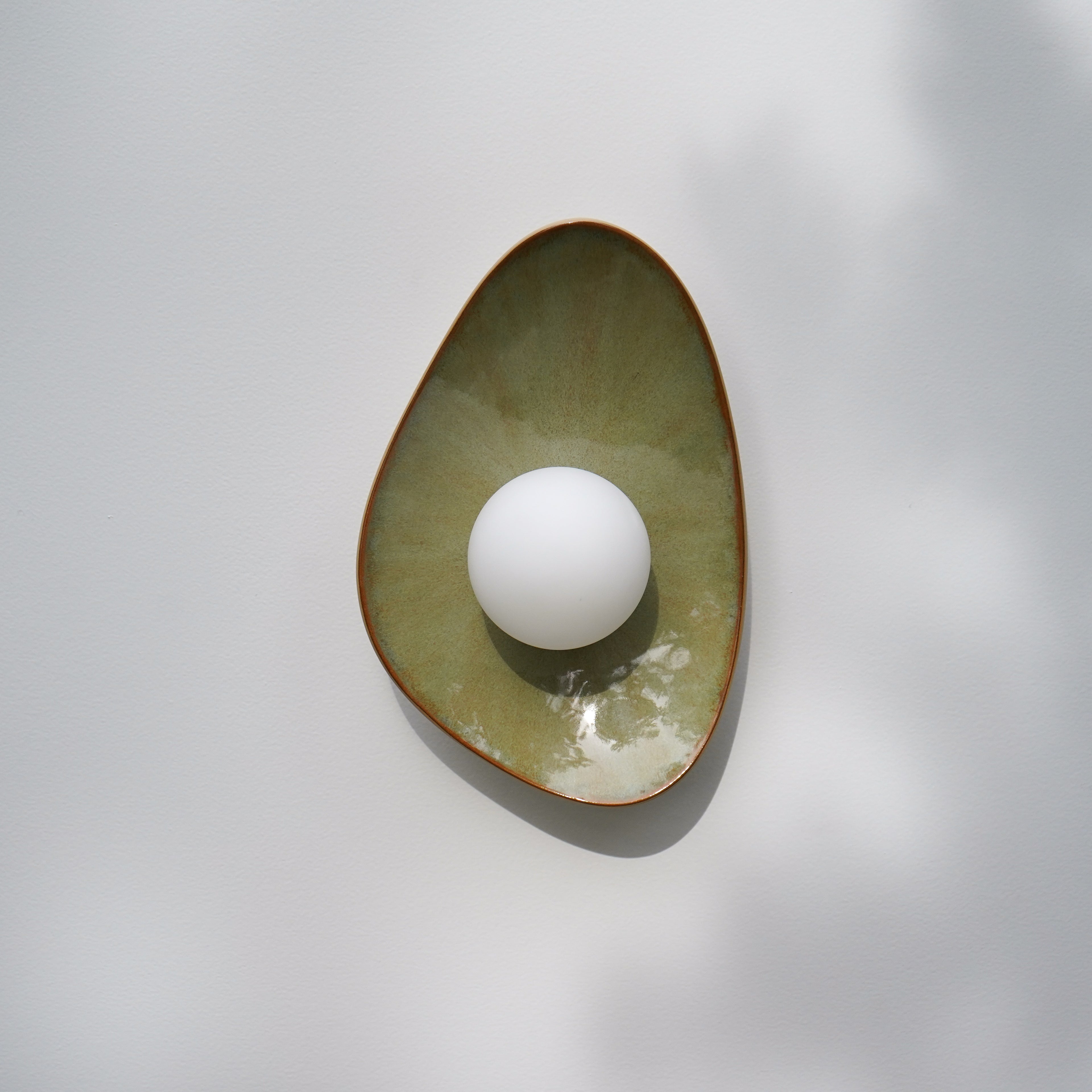 Handmade Lush Green Ceramic Wall Light / Sconce