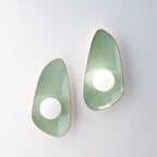 Handmade Set of 2 Ocean Blue Ceramic Wall Sconce / Wall Light
