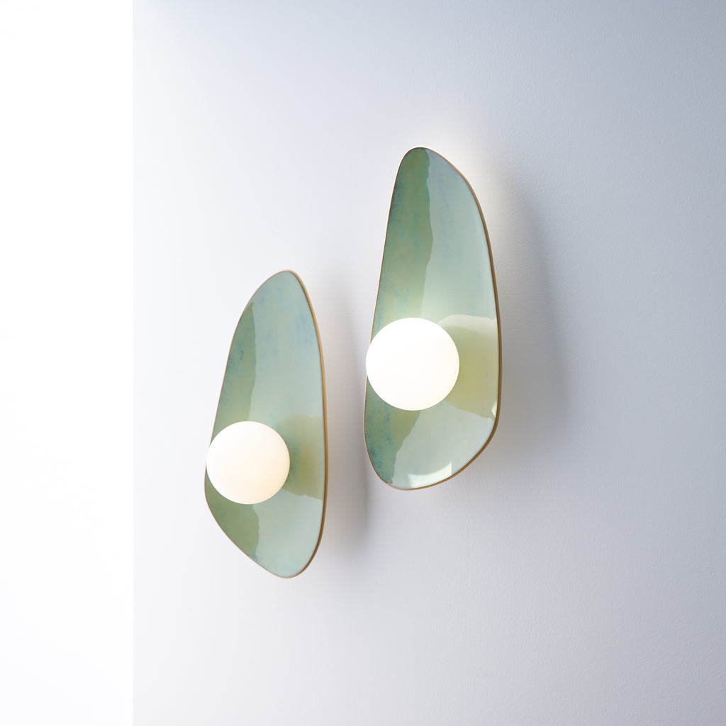Handmade Set of 2 Ocean Blue Ceramic Wall Sconce / Wall Light