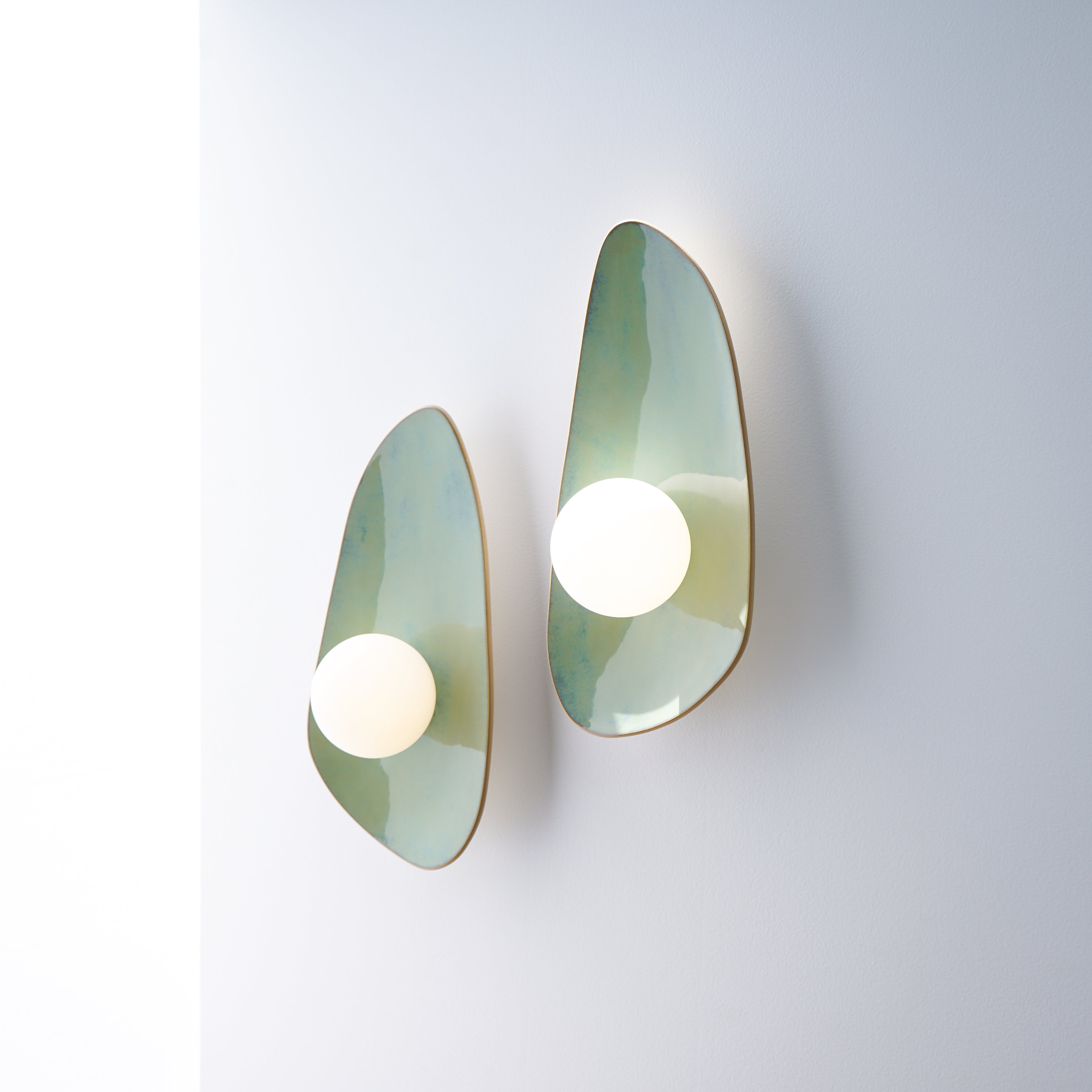 Handmade Set of 2 Ocean Blue Ceramic Wall Sconce / Wall Light