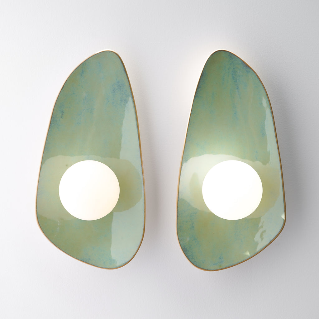 Handmade Set of 2 Ocean Blue Ceramic Wall Sconce / Wall Light