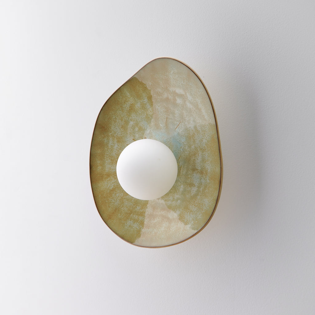Ceramic Wall Light in Olive Green / Wall Sconce