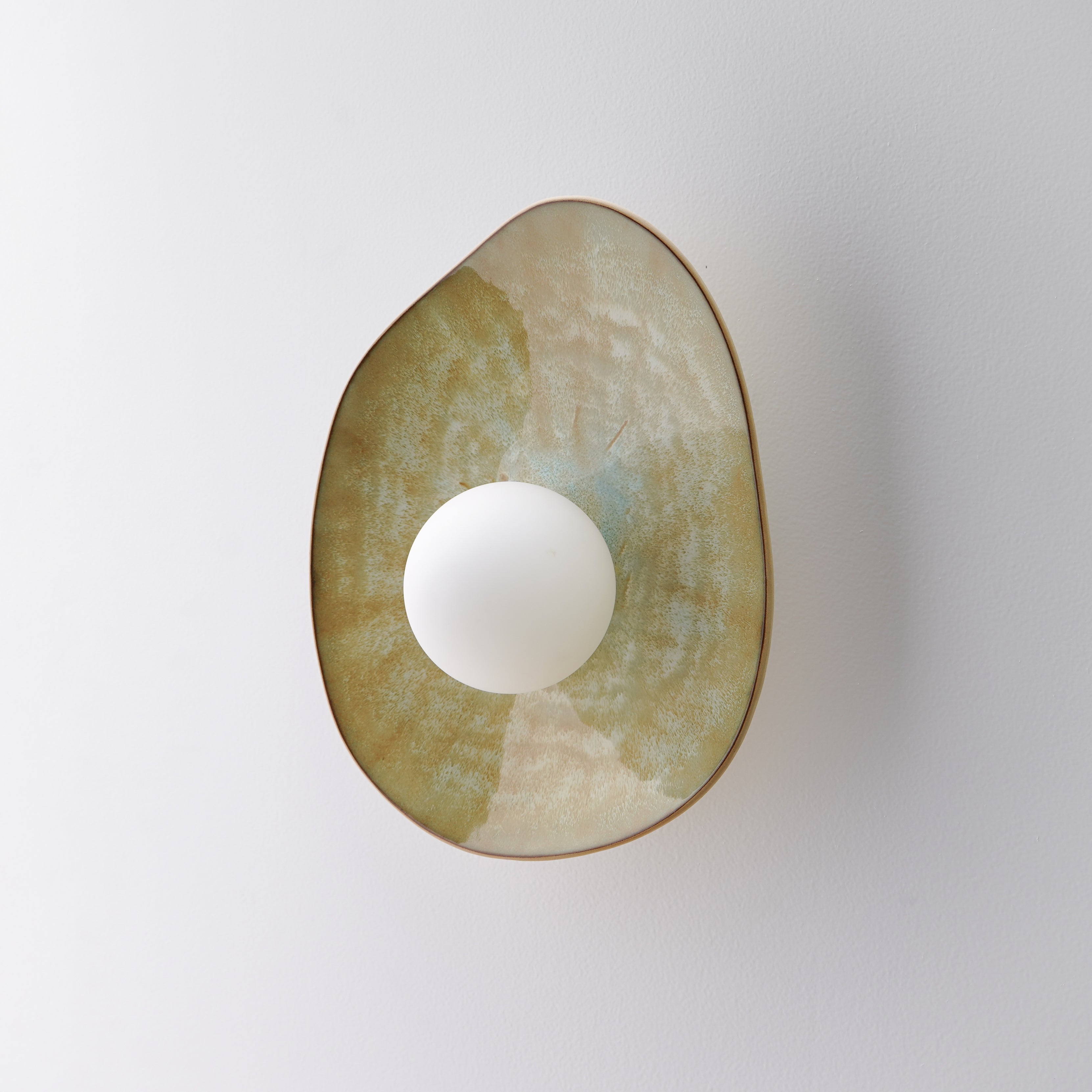 Ceramic Wall Light in Olive Green / Wall Sconce