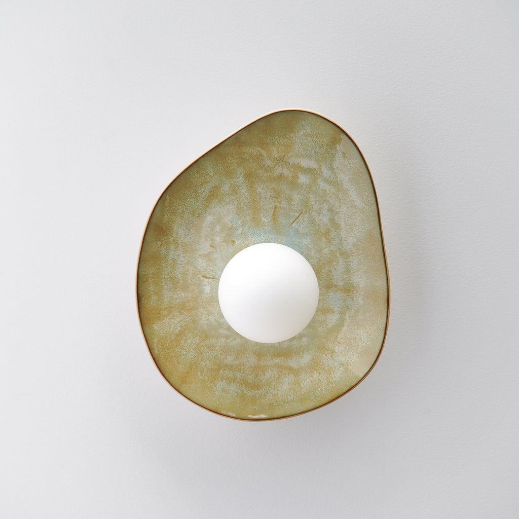 Ceramic Wall Light in Olive Green / Wall Sconce