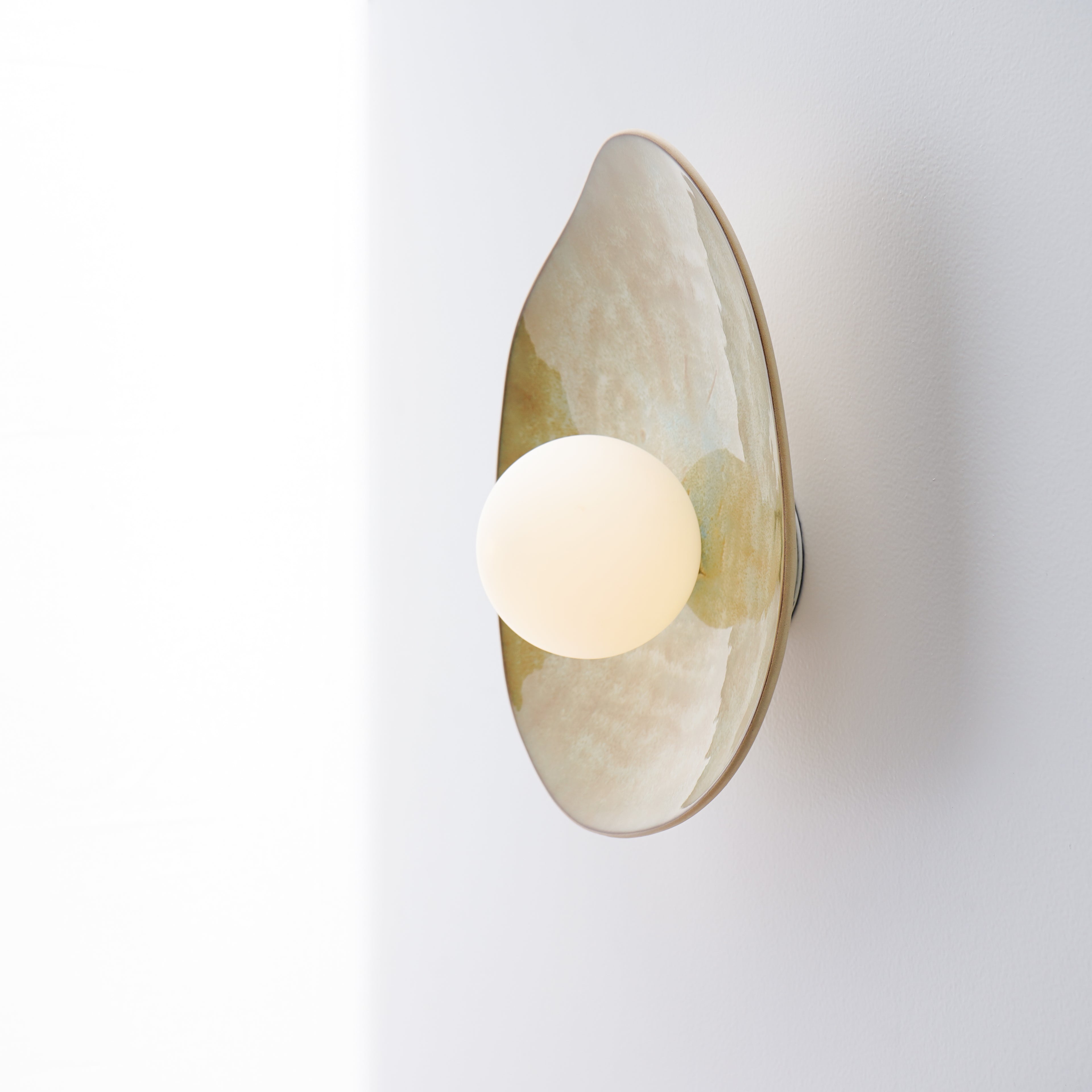 Ceramic Wall Light in Olive Green / Wall Sconce