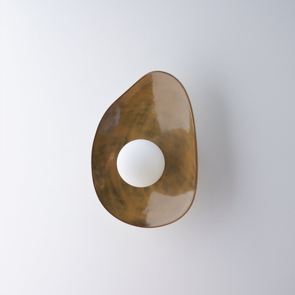 Rustic Honey Brown Ceramic Wall Light / Sconce