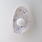 White Ceramic Wall Light with Blue Speckles / Wall Sconce