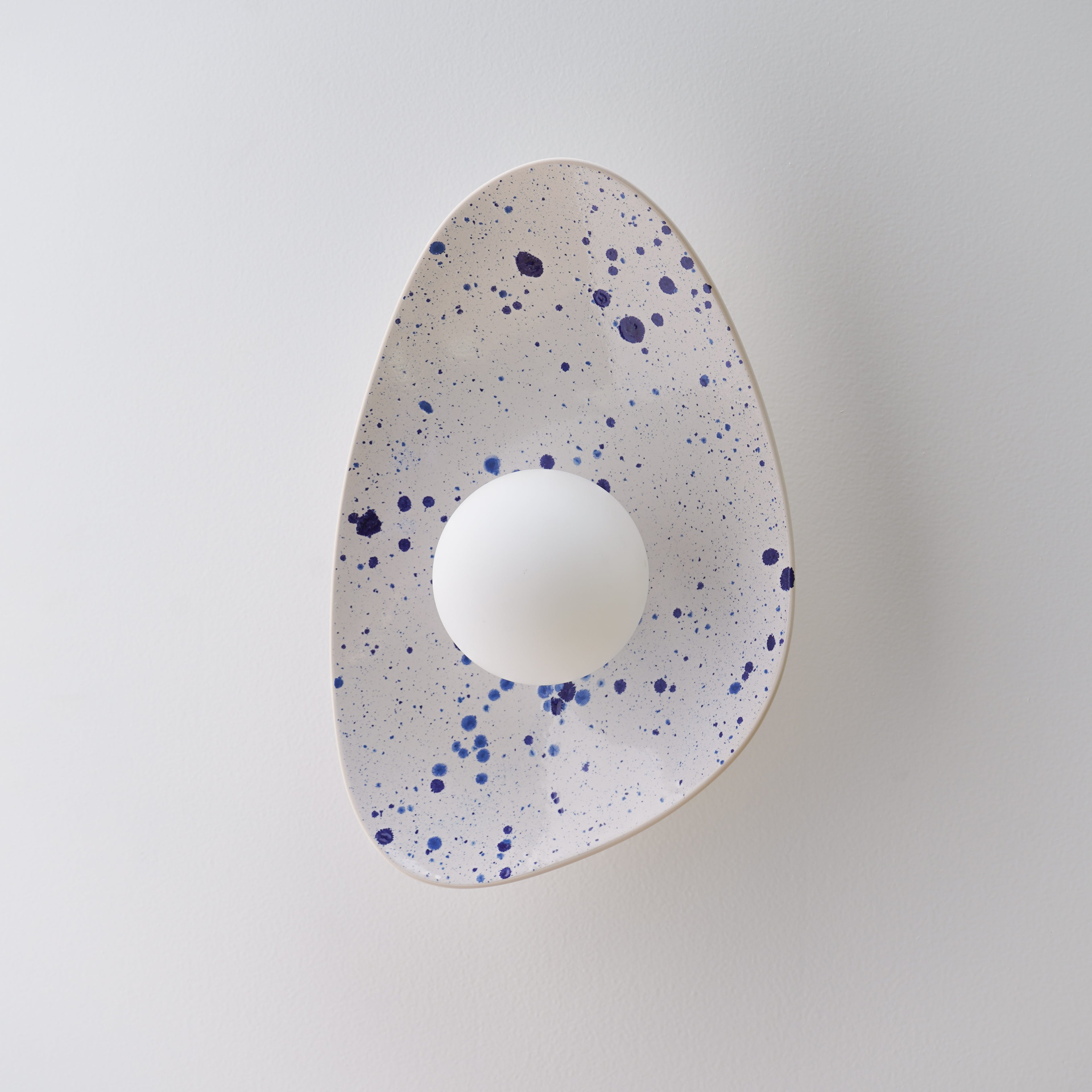 White Ceramic Wall Light with Blue Speckles / Wall Sconce