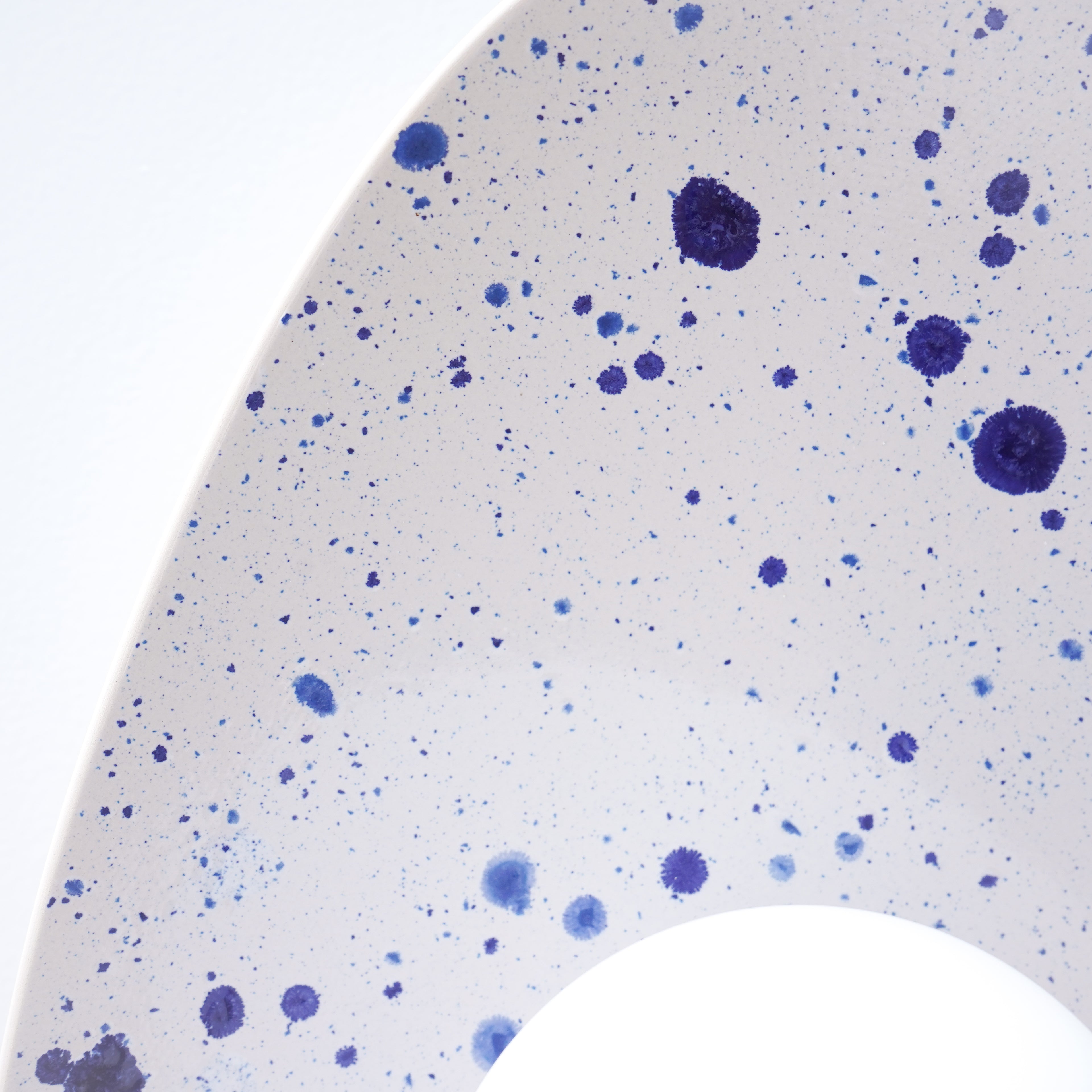 White Ceramic Wall Light with Blue Speckles / Wall Sconce