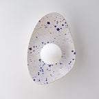 White Ceramic Wall Light with Blue Speckles / Wall Sconce