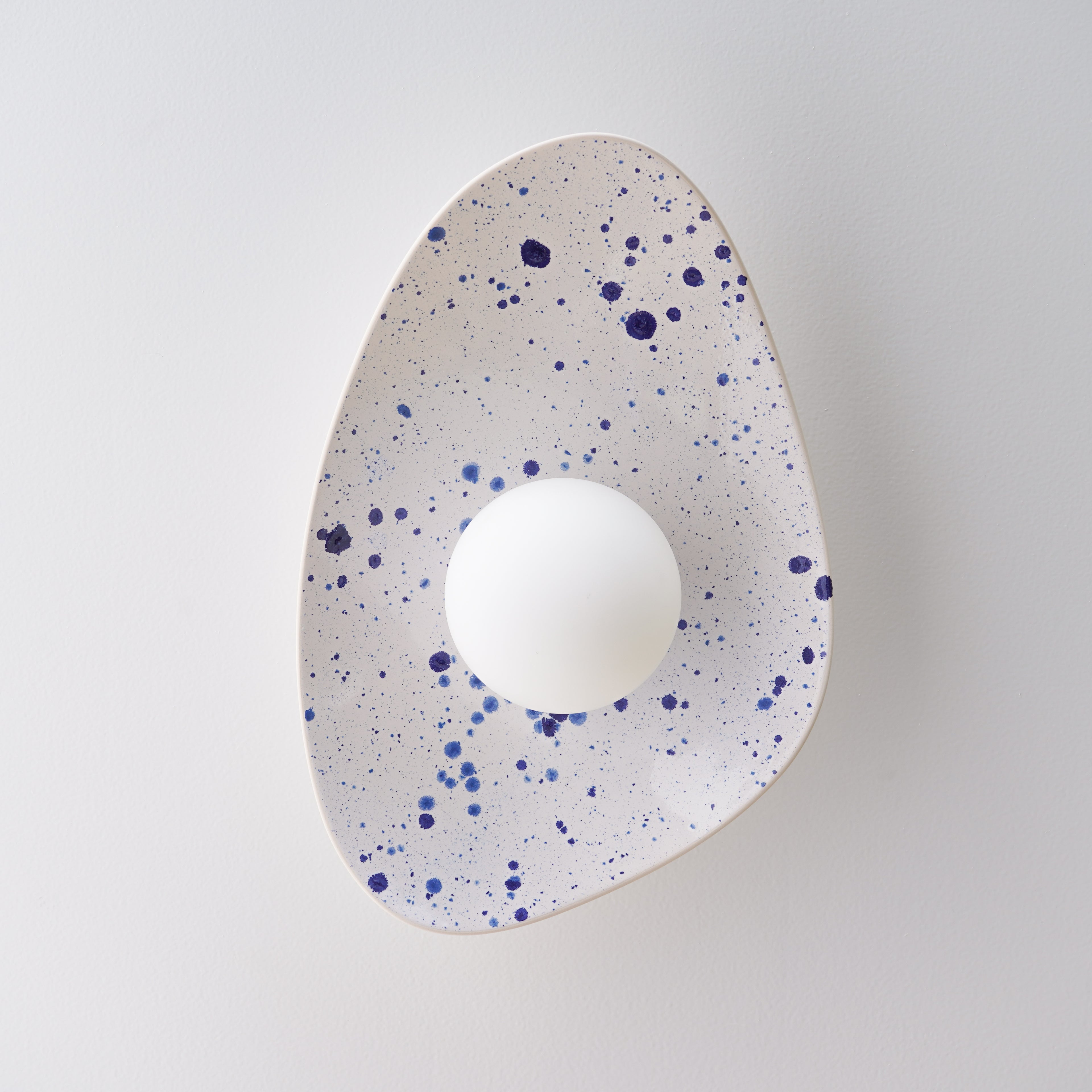 White Ceramic Wall Light with Blue Speckles / Wall Sconce