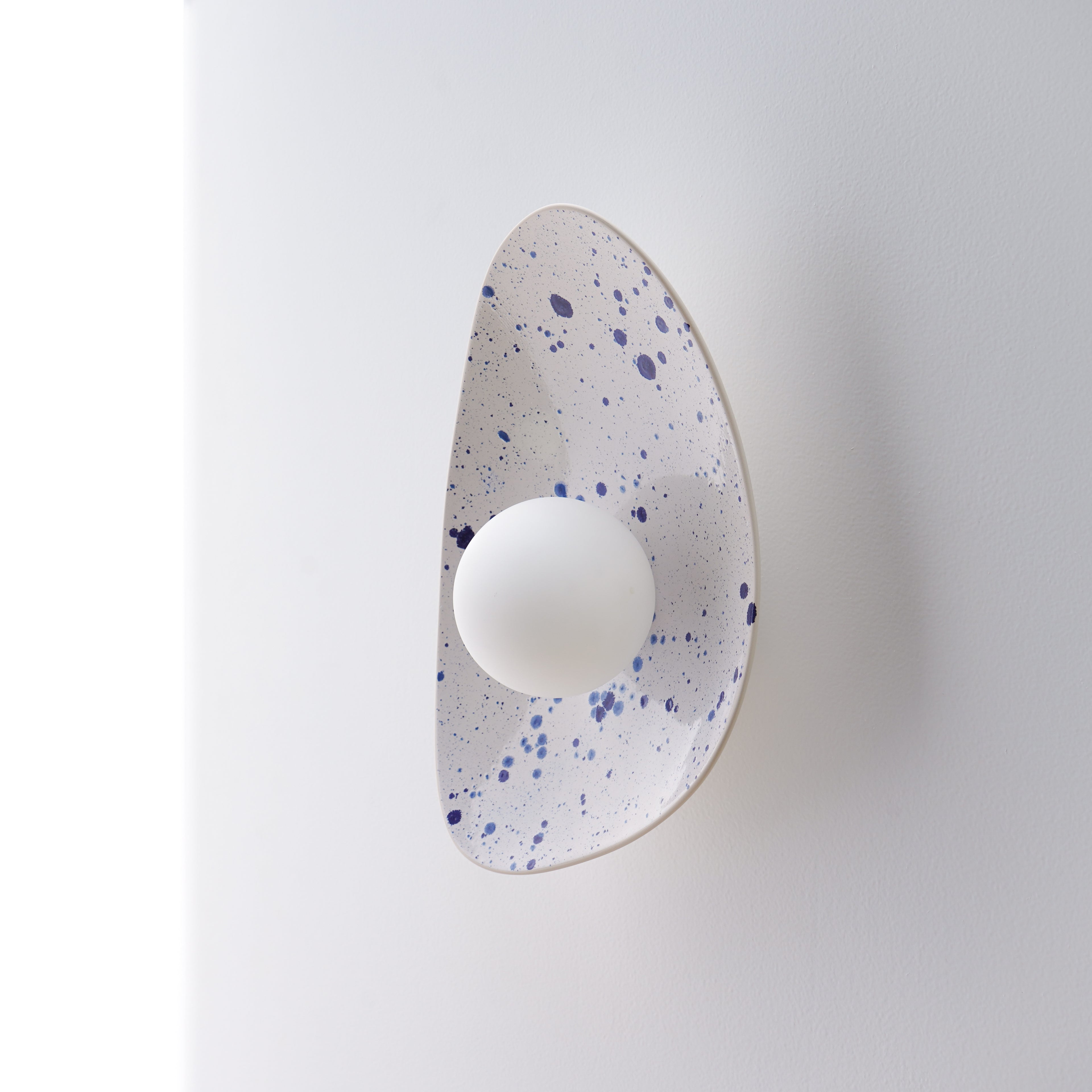White Ceramic Wall Light with Blue Speckles / Wall Sconce