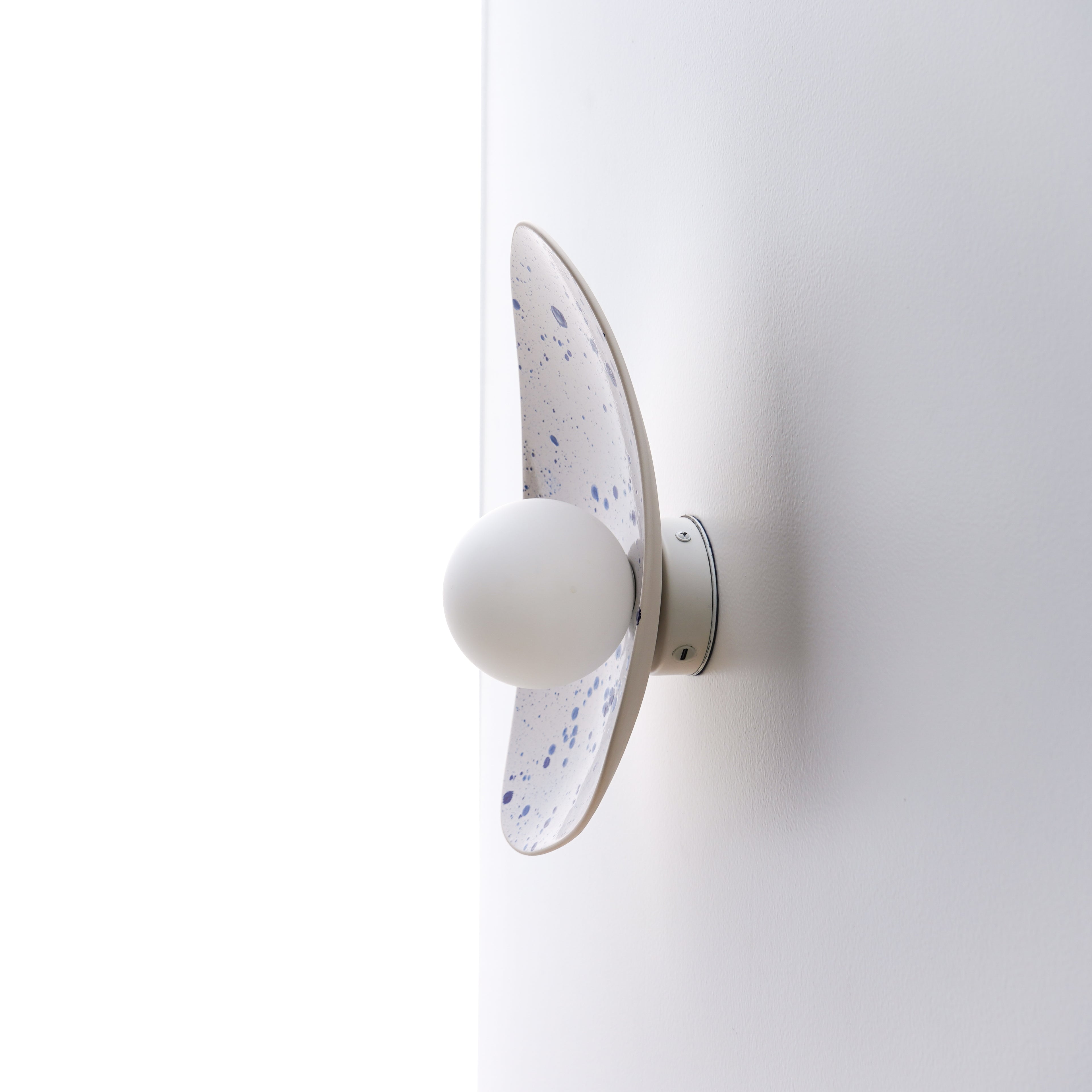 White Ceramic Wall Light with Blue Speckles / Wall Sconce