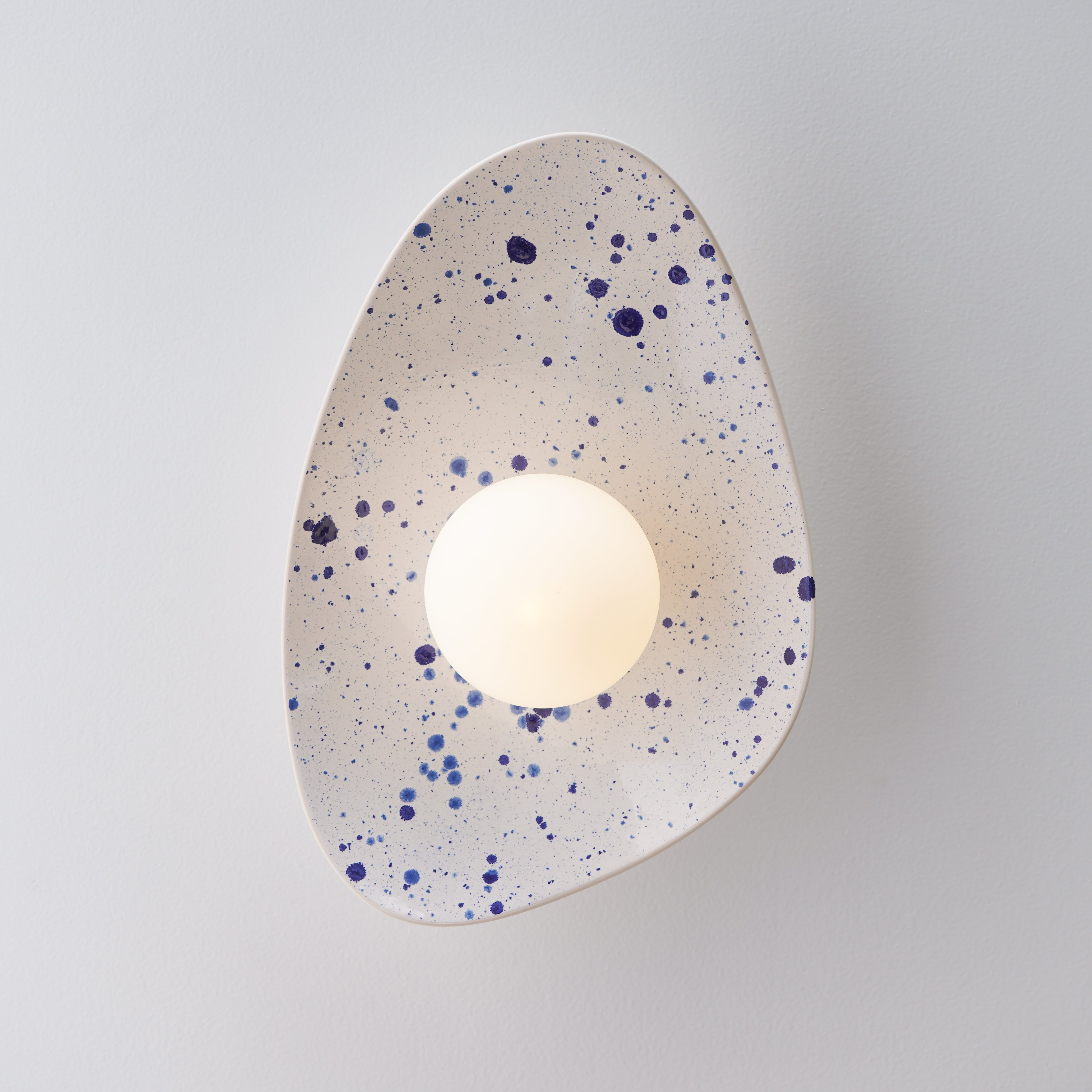 White Ceramic Wall Light with Blue Speckles / Wall Sconce