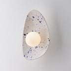 White Ceramic Wall Light with Blue Speckles / Wall Sconce