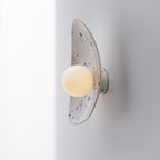 White Ceramic Wall Light with Blue Speckles / Wall Sconce