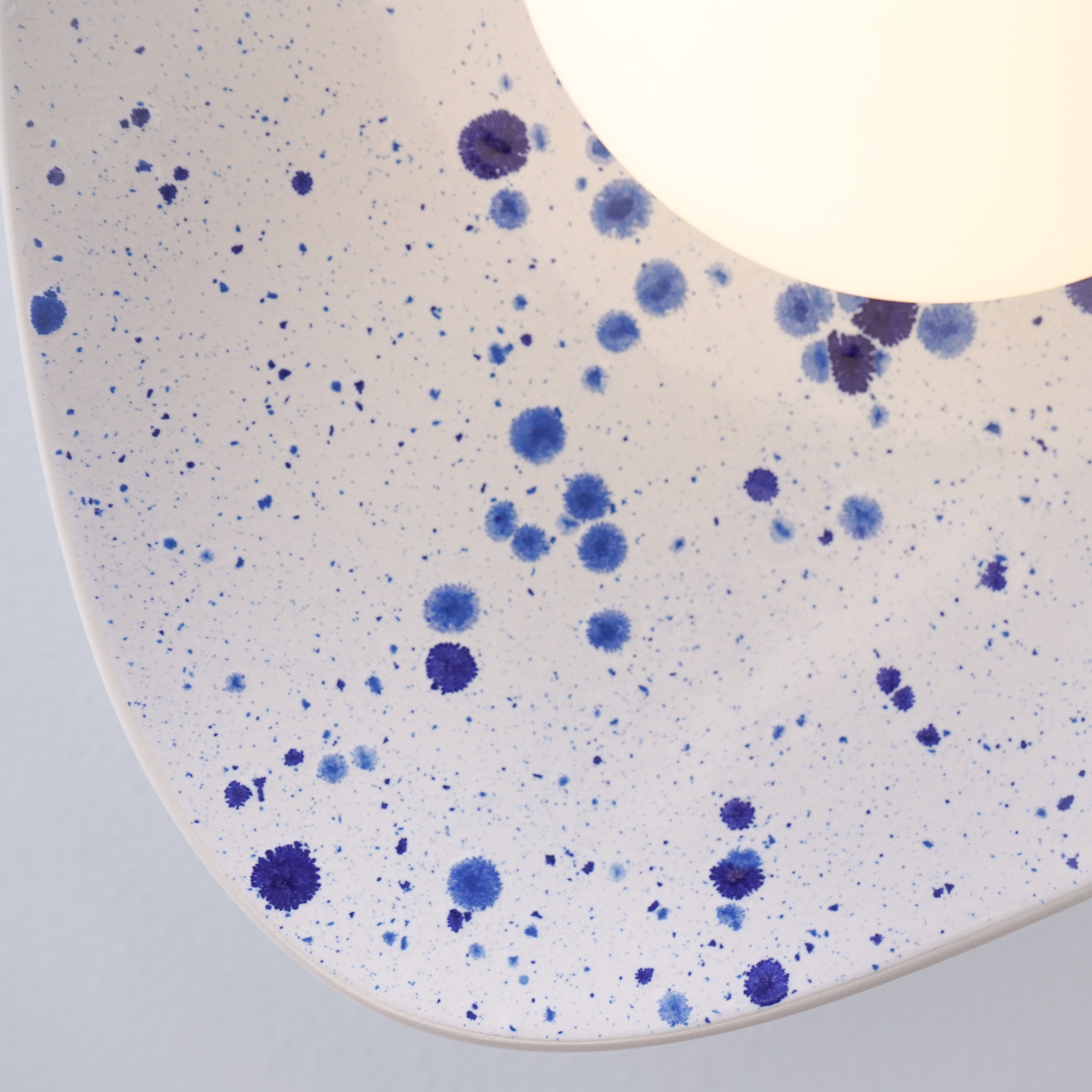 White Ceramic Wall Light with Blue Speckles / Wall Sconce