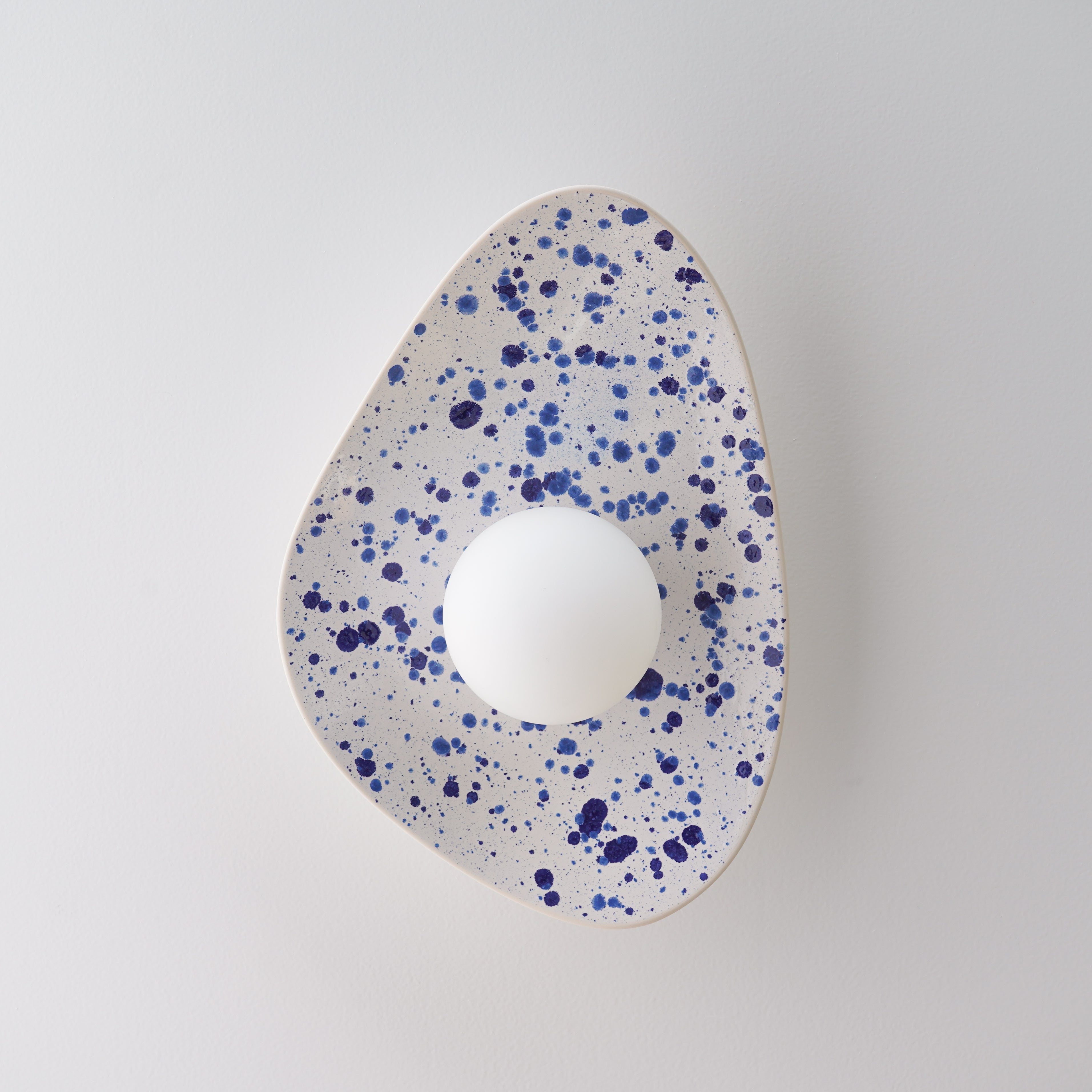 White Ceramic Wall Light with Blue Speckles / Wall Sconce
